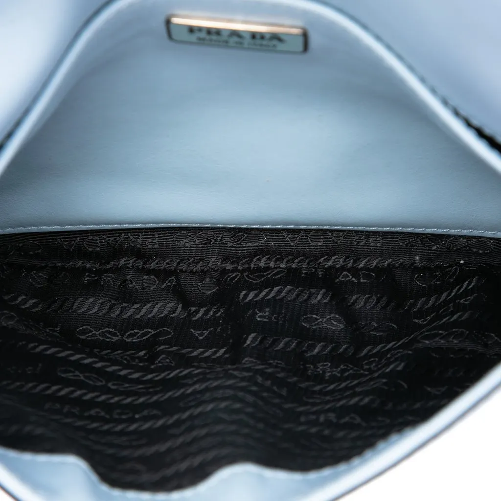 Prada Spazzolato Leather Cleo Flap Shoulder Bag Blue Leather Very good - Model View