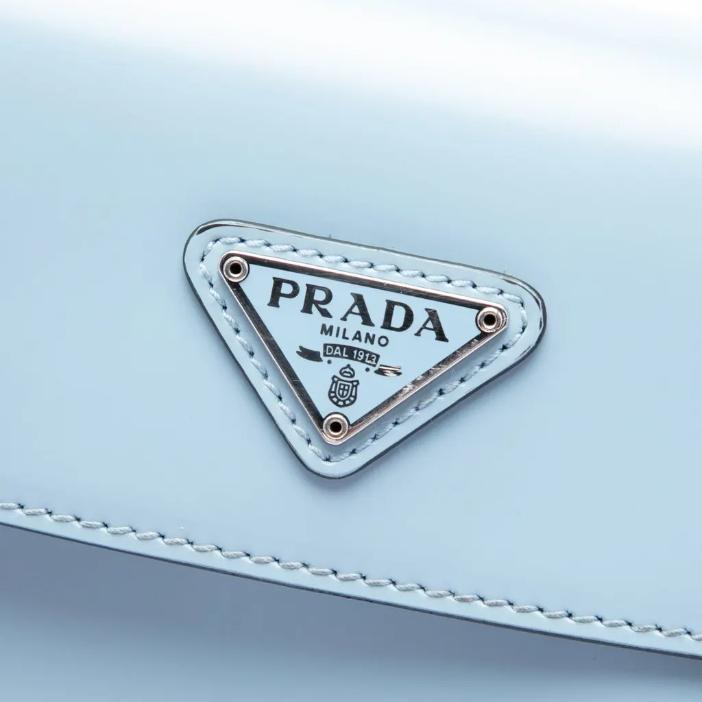 Prada Spazzolato Leather Cleo Flap Shoulder Bag Blue Leather Very good - Box View