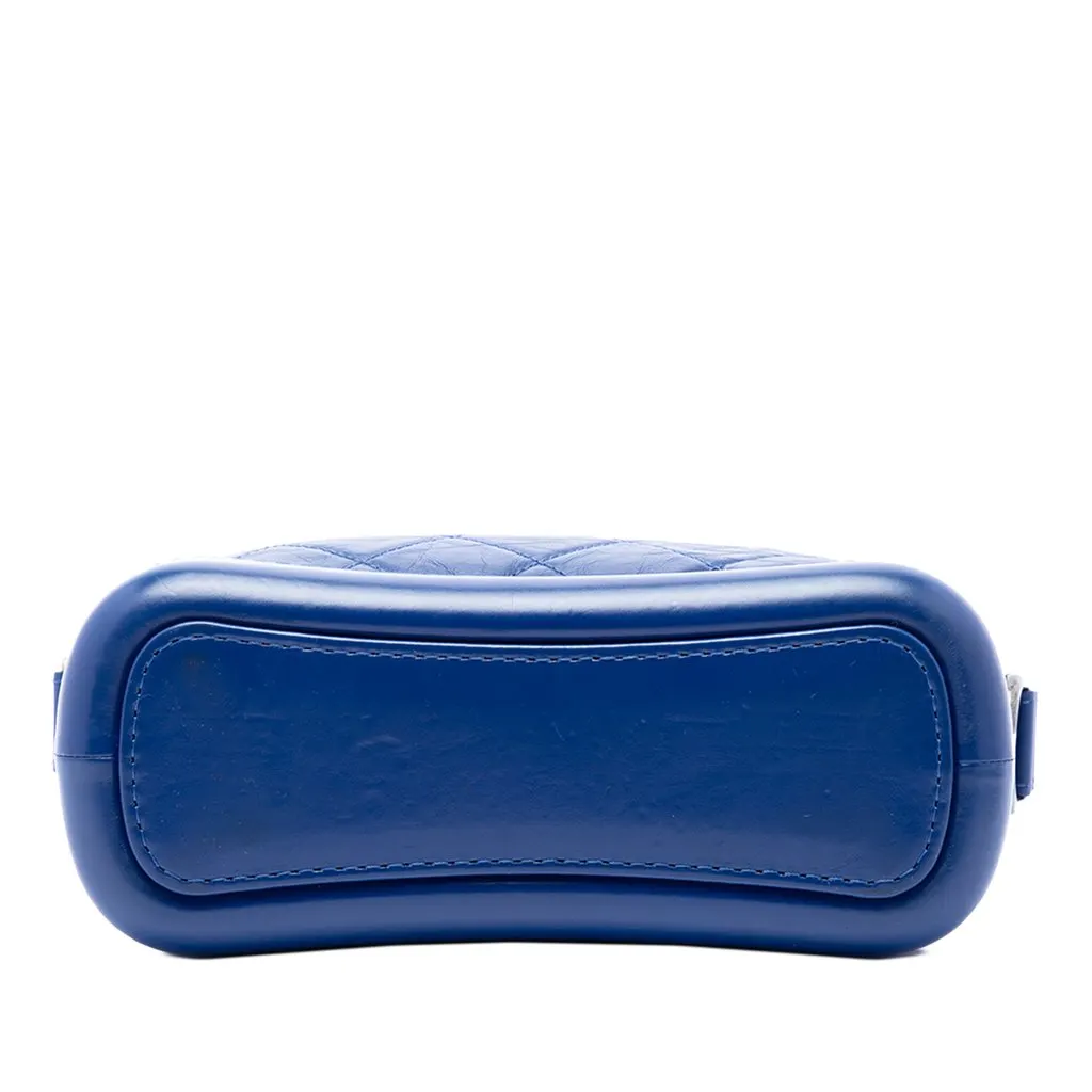 Chanel Small Quilted Aged Calfskin Gabrielle Hobo Blue Leather Good - Inside View