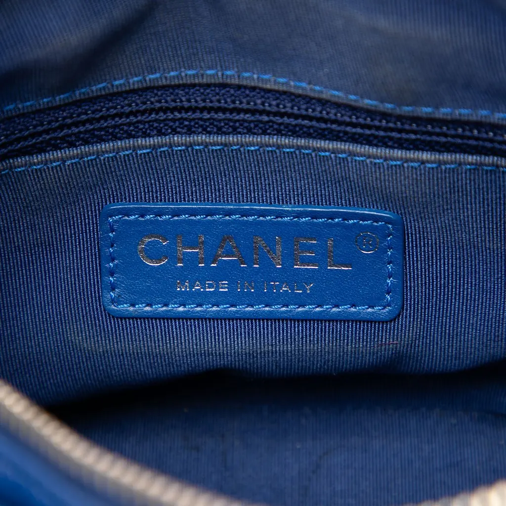 Chanel Small Quilted Aged Calfskin Gabrielle Hobo Blue Leather Good - Box View