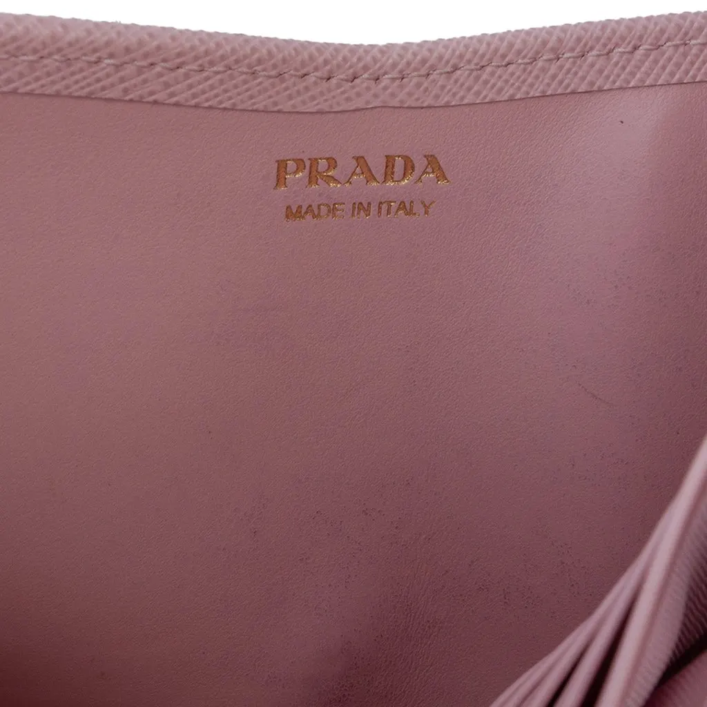 Prada Saffiano Envelope Chain Clutch Pink Leather Very good - Box View