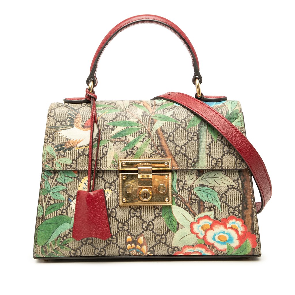 Gucci Small GG Supreme Tian Padlock Satchel Beige Medium