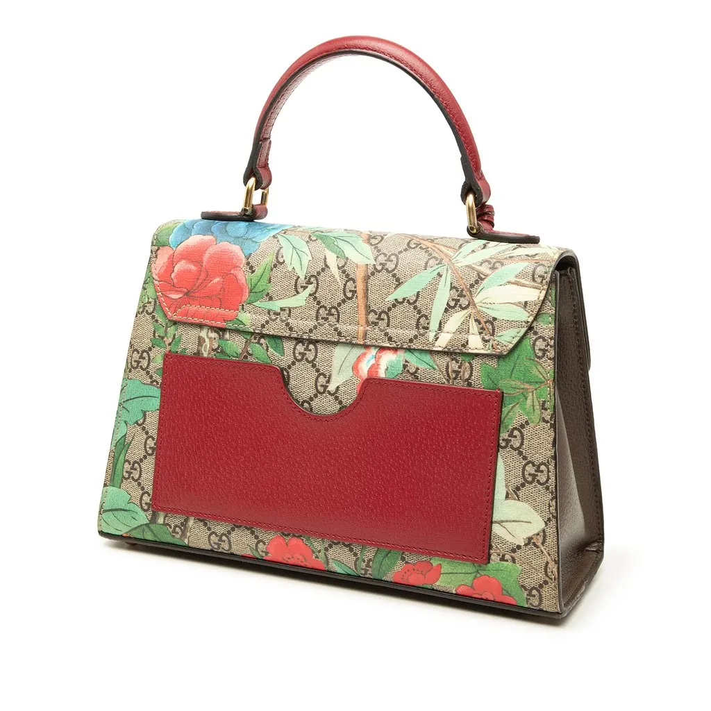 Gucci Small GG Supreme Tian Padlock Satchel Beige Very good - Back View