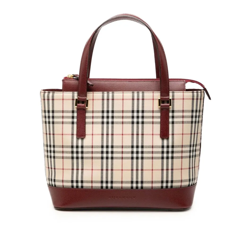 Burberry House Check Canvas Tote Beige Canvas Very good - Front View