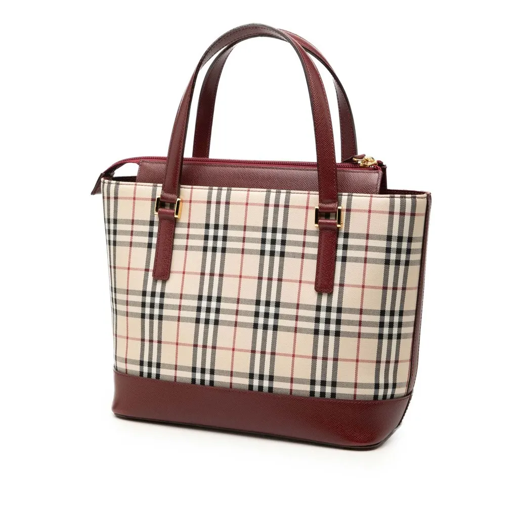 Burberry House Check Canvas Tote Beige Canvas Very good - Back View