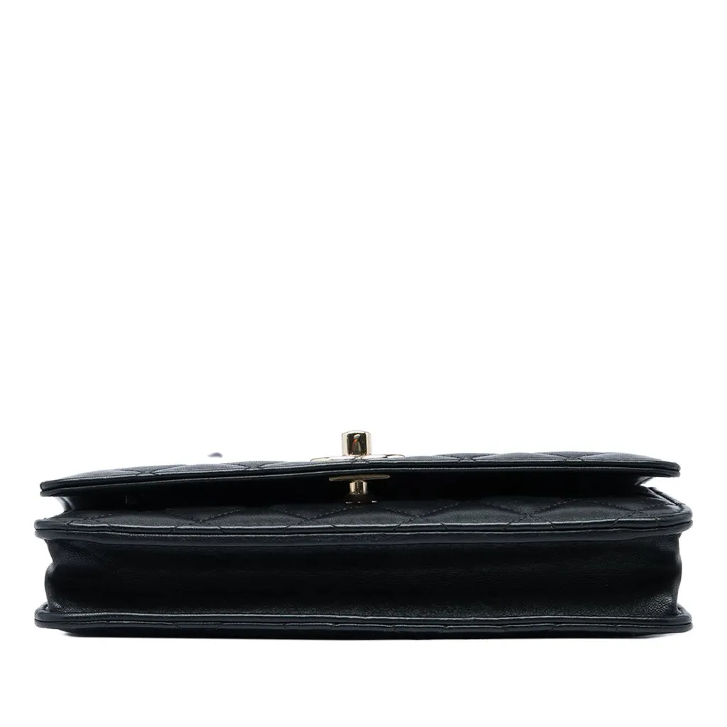 Chanel Quilted Lambskin Trendy CC Wallet On Chain Black Leather Very good - Inside View