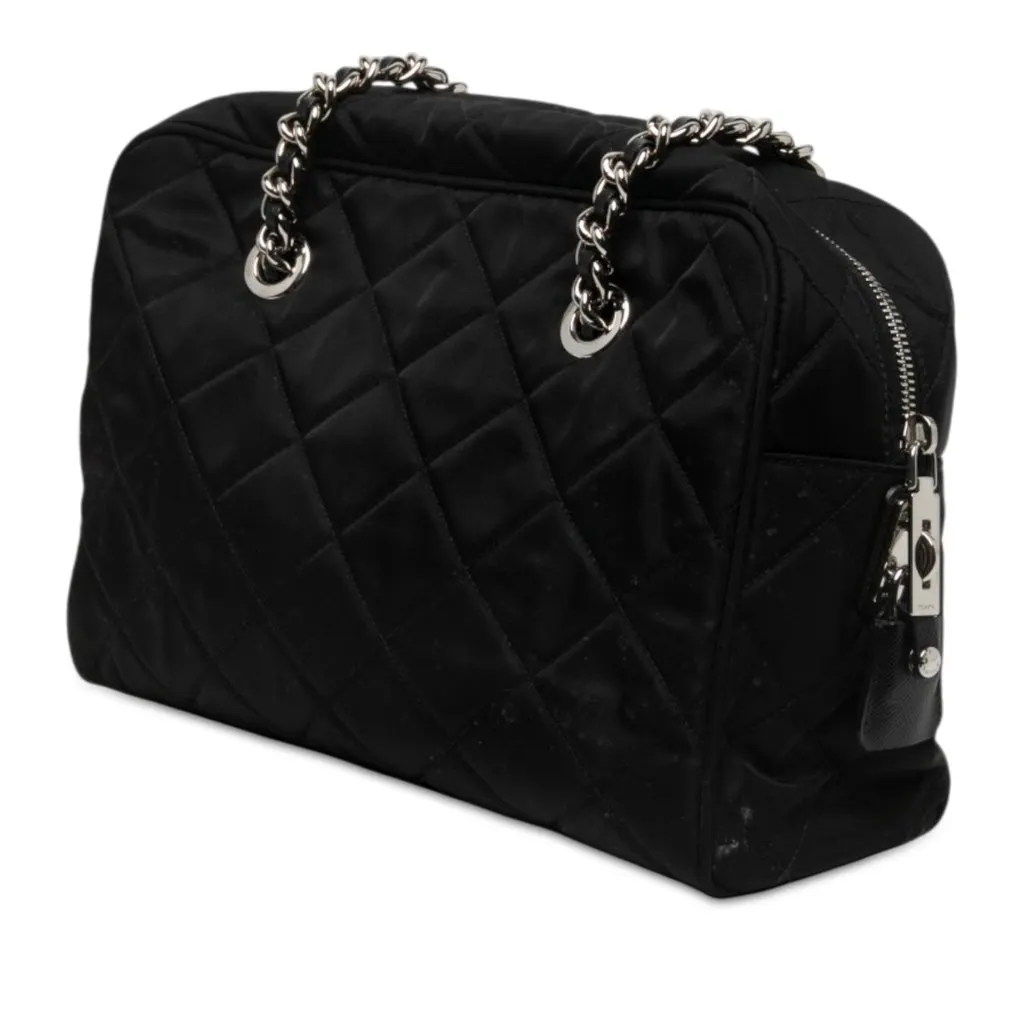 Prada Impuntu Tessuto Chain Shoulder Bag Black Polyamide Very good - Back View