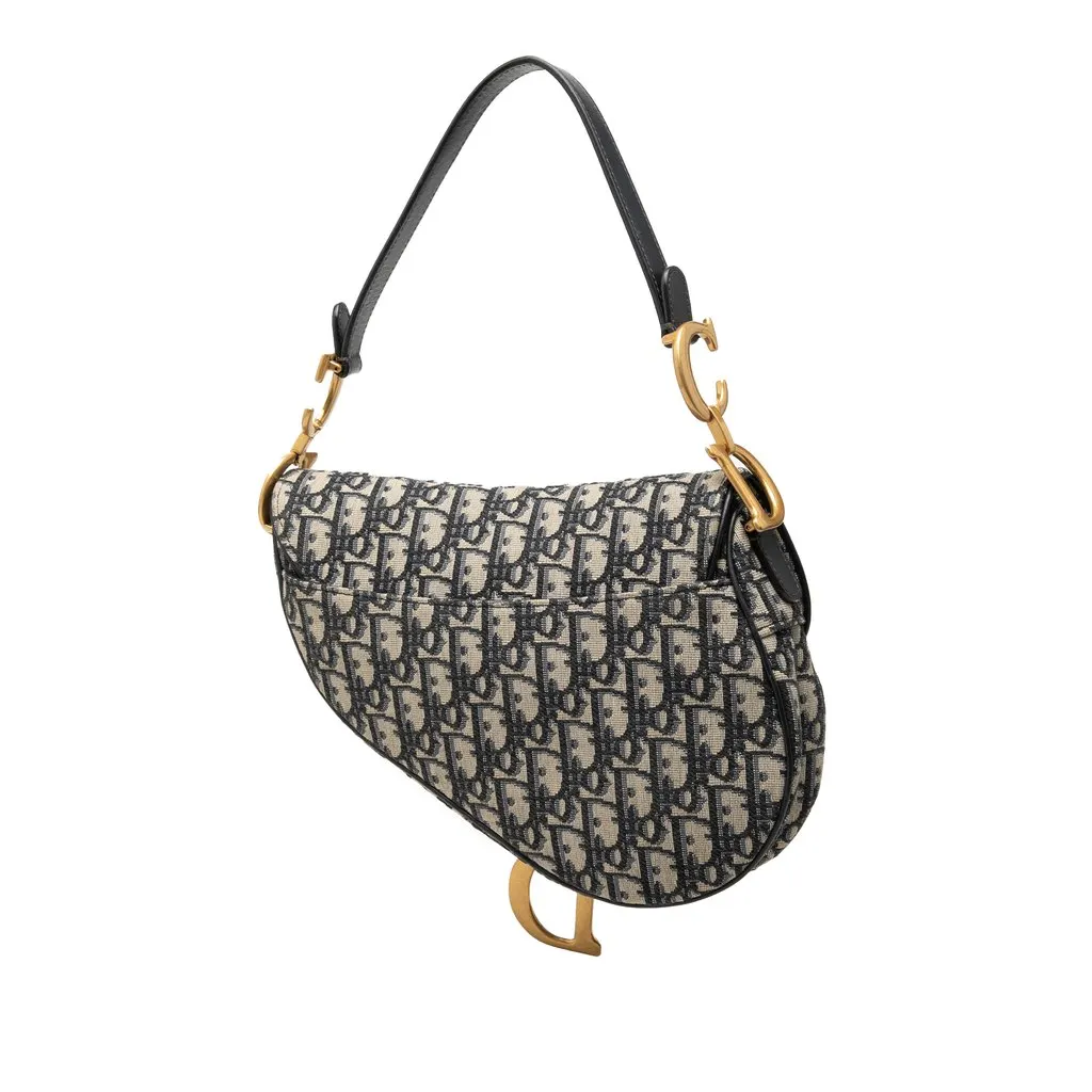 Dior Oblique Canvas Saddle Bag Blue Very good - Back View