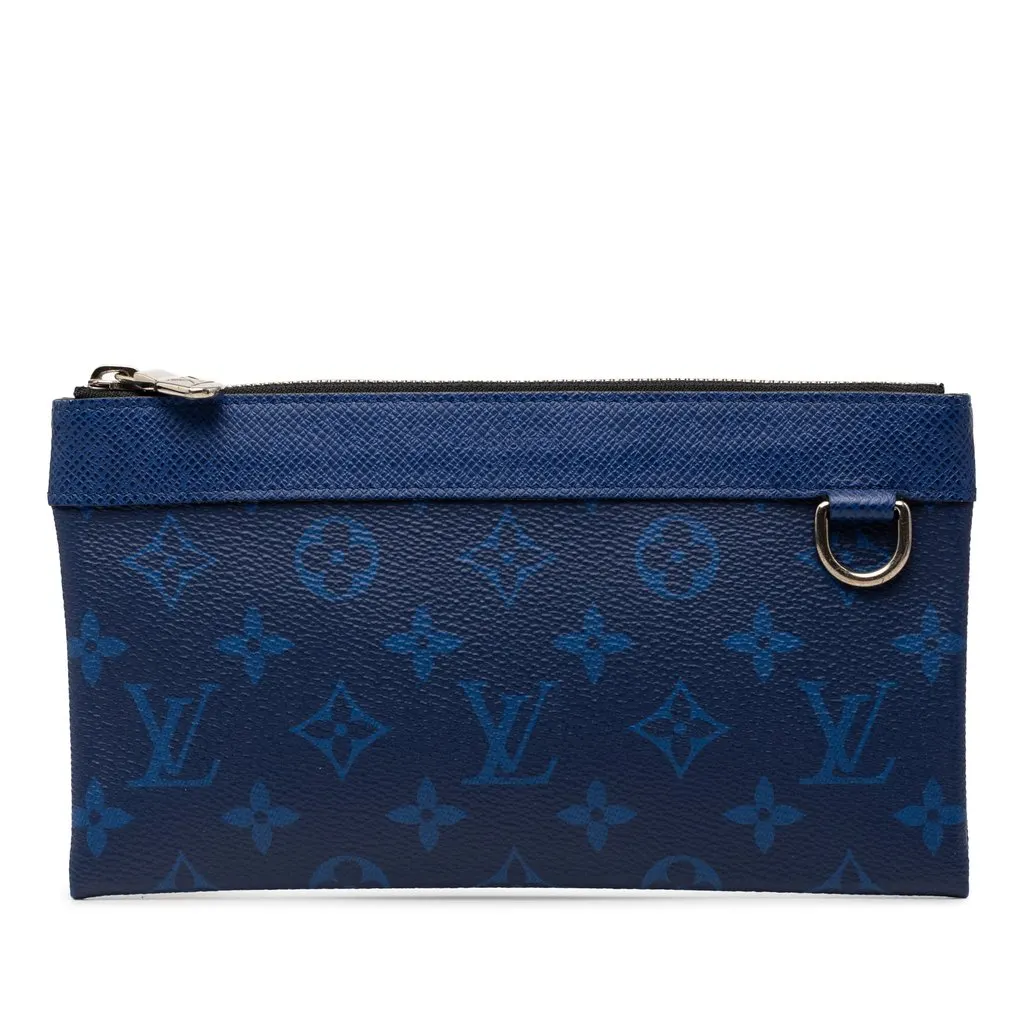 Louis Vuitton Monogram Taigarama Pochette Discovery PM Blue Very good - Front View