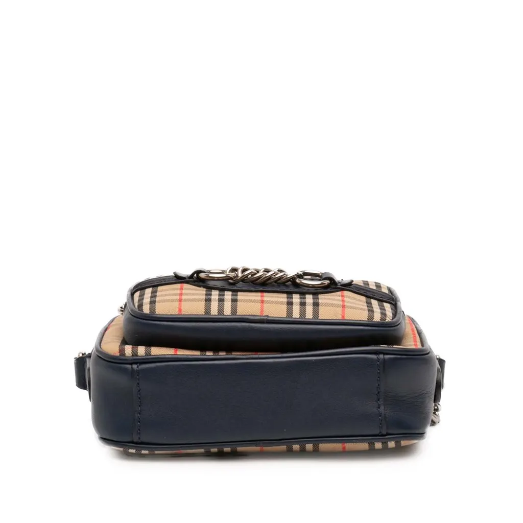 Burberry 1983 Knight Check Canvas and Calfskin Link Camera Bag Beige Very good - Inside View