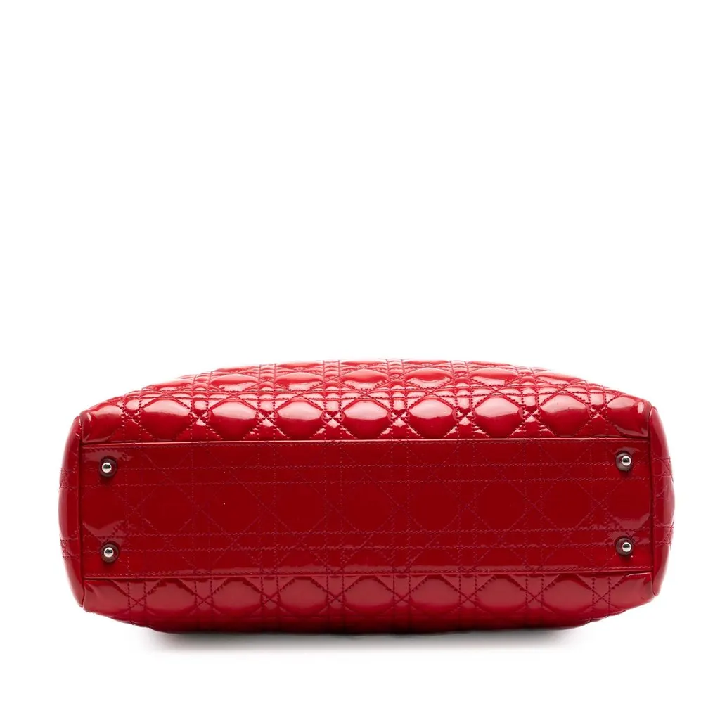Dior Large Patent Cannage Soft Zipped Lady Dior Shopping Tote Red Leather Very good - Inside View