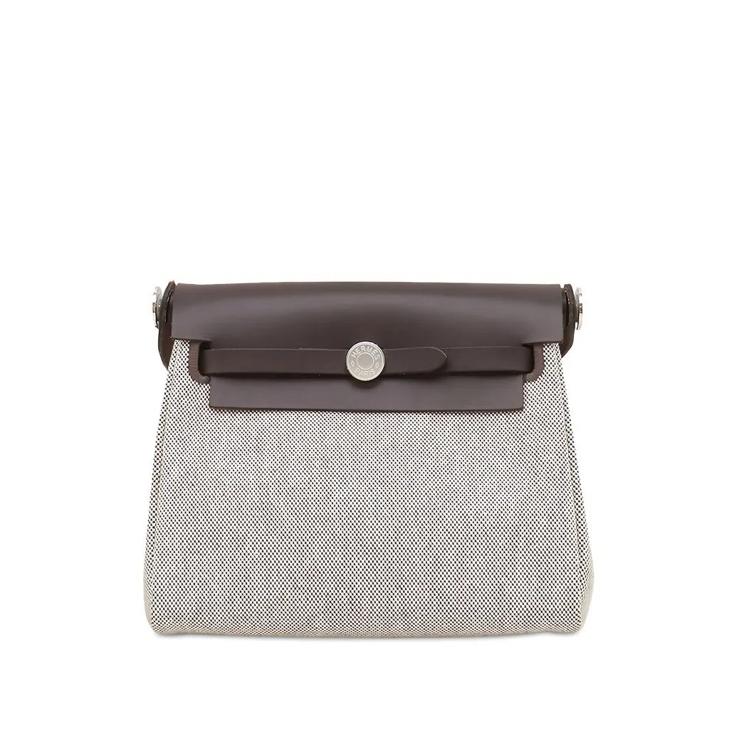 Hermès Military Toile and Vache Hunter Herbag Zip 20 Beige Canvas Very good - Front View