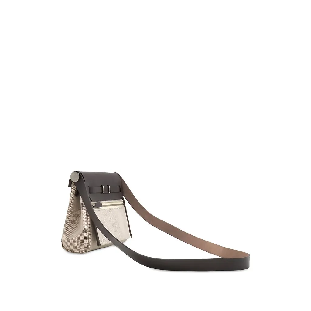 Hermès Military Toile and Vache Hunter Herbag Zip 20 Beige Canvas Very good - Back View