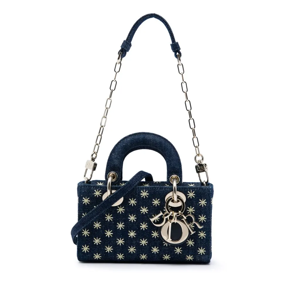 Dior Micro Denim Embroidered Star Lady D Joy Blue Very good - Front View