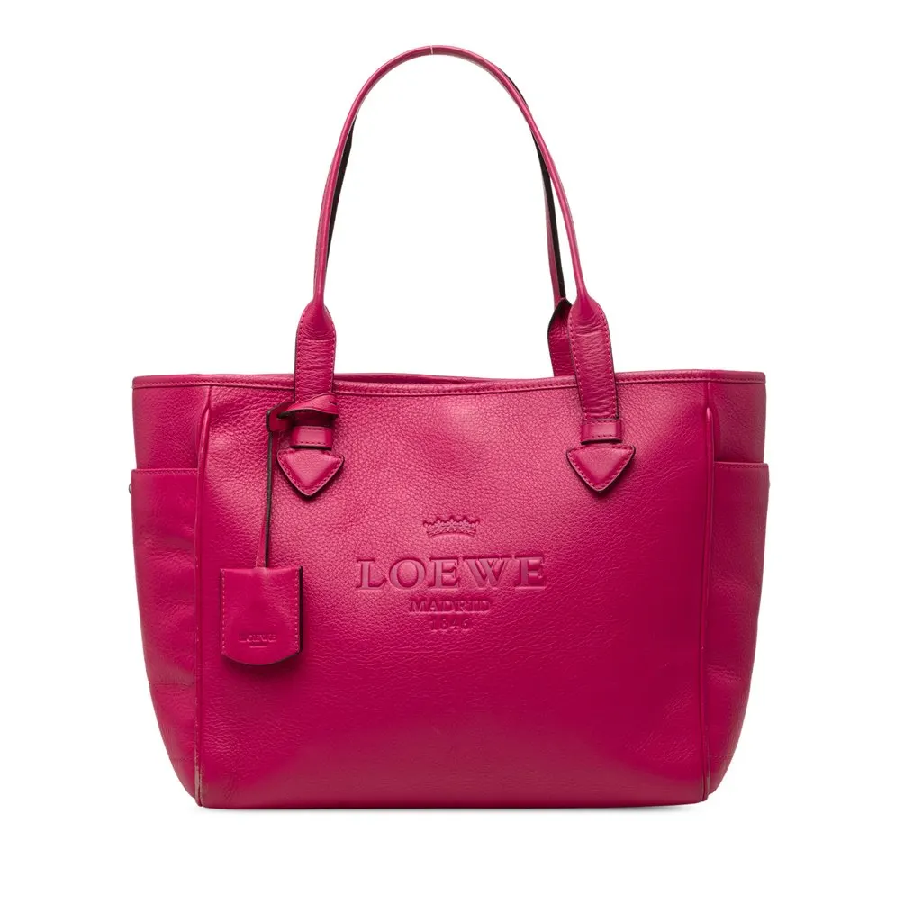 Loewe Leather Heritage Tote Pink Leather Very good - Front View