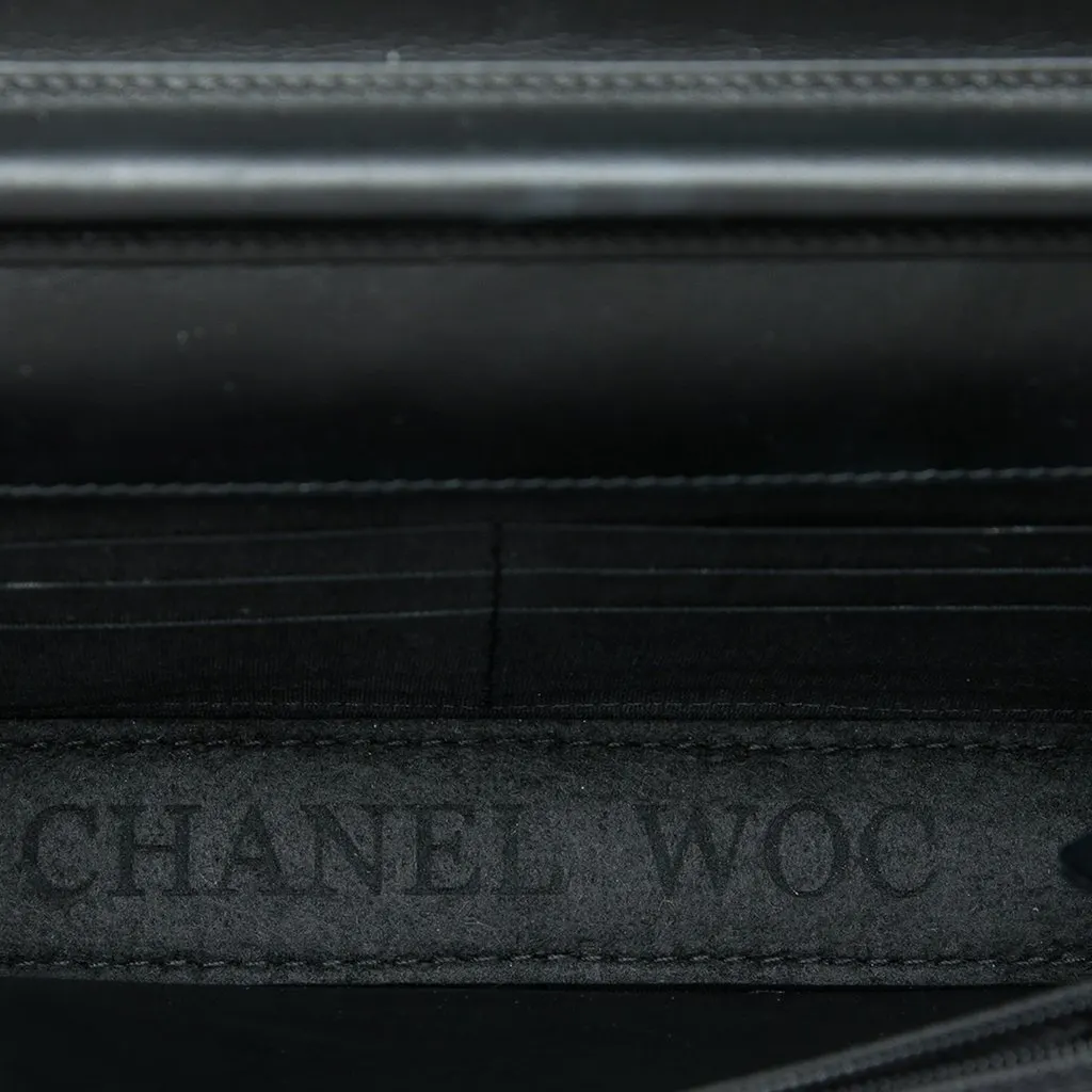 Chanel Quilted Patent Boy Wallet on Chain Black Leather Very good - Model View