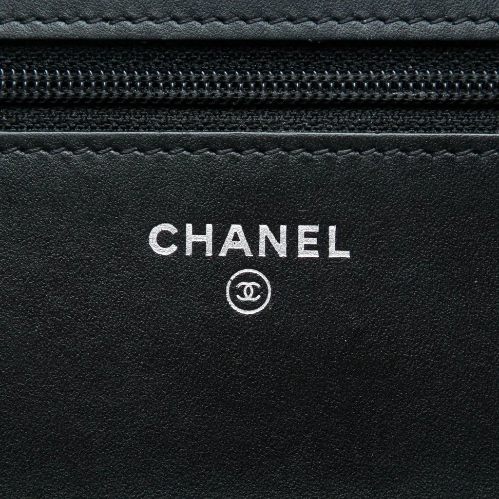 Chanel Quilted Patent Boy Wallet on Chain Black Leather Very good - Box View