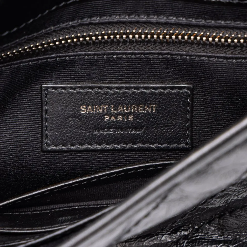 Saint Laurent Crinkled Calfskin Niki Wallet on Chain Black Leather Very good - Box View