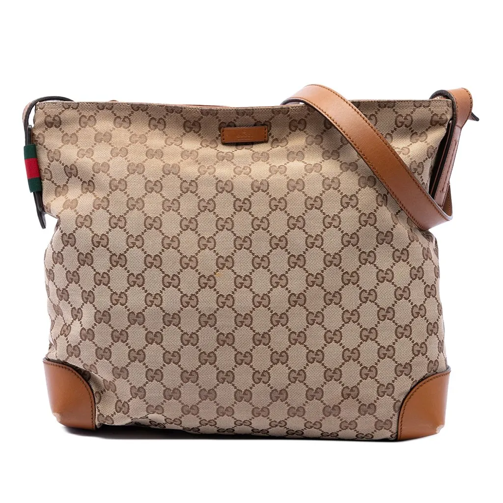Gucci GG Canvas Web Crossbody Beige Canvas Very good - Front View