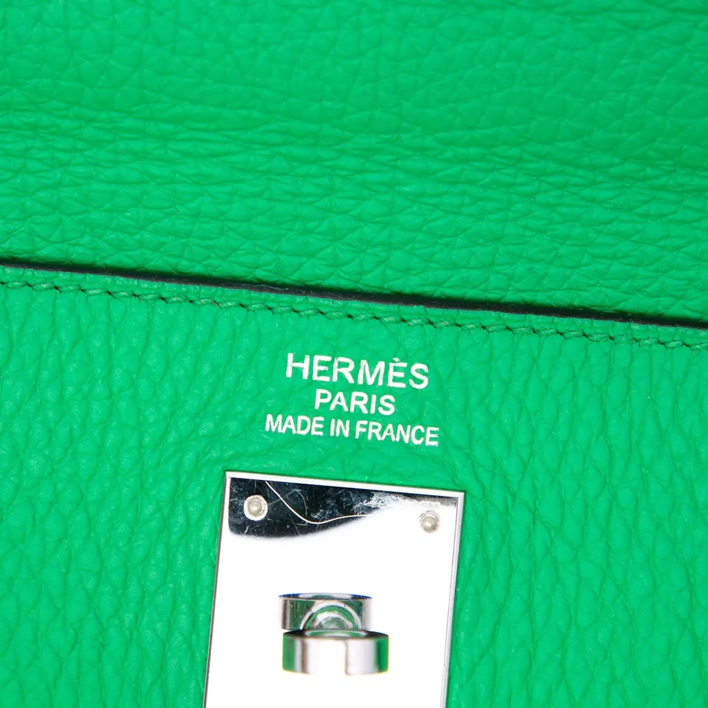 Hermès Clemence Kelly II Retourne 35 Green Leather Very good - Box View