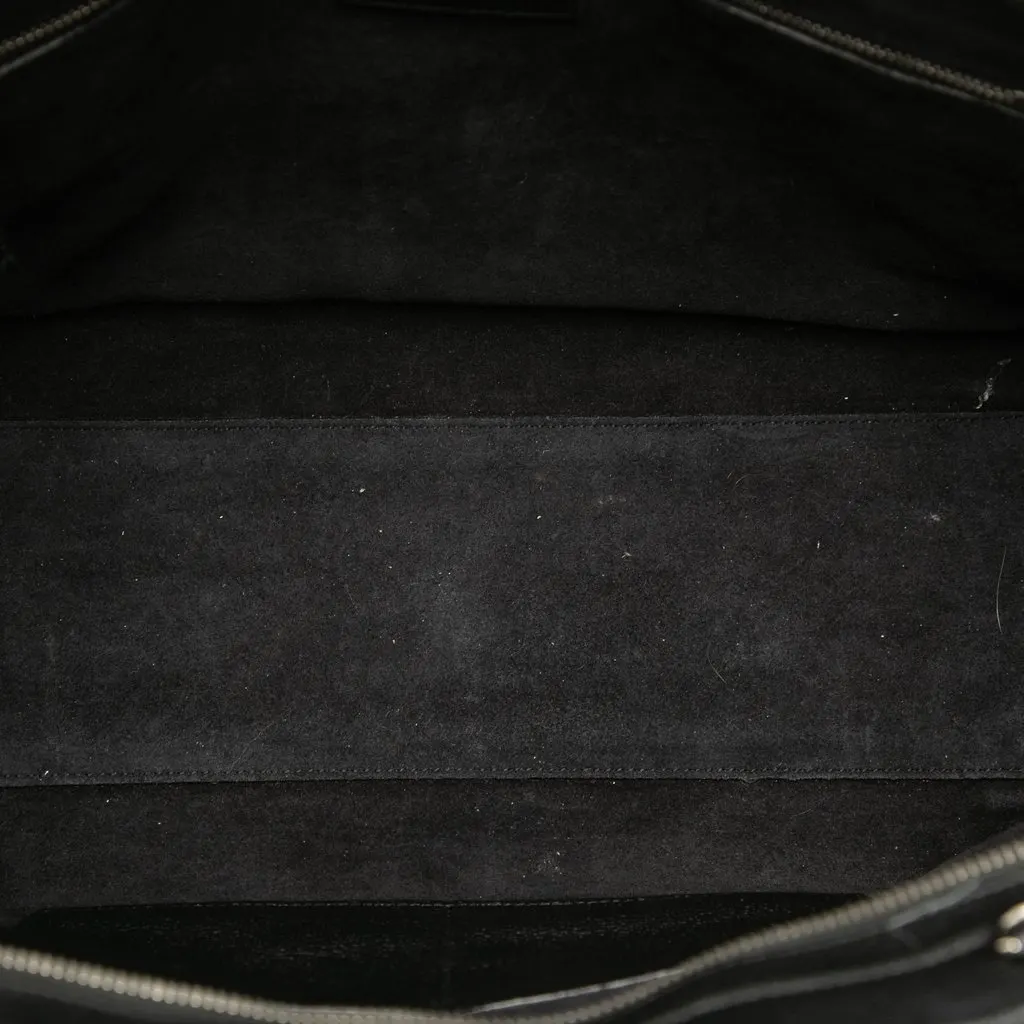 Saint Laurent Medium Grained Calfskin Cabas Rive Gauche Satchel Black Leather Very good - Model View