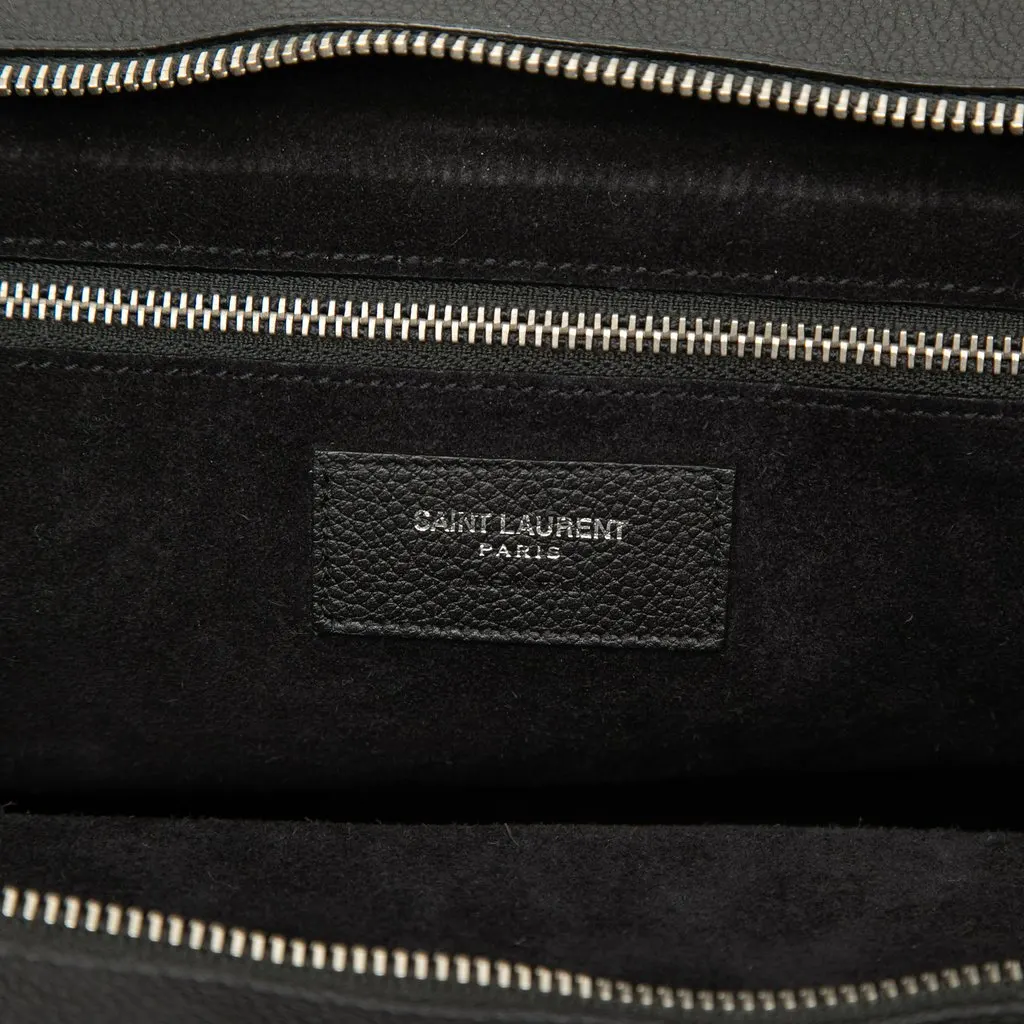 Saint Laurent Medium Grained Calfskin Cabas Rive Gauche Satchel Black Leather Very good - Box View