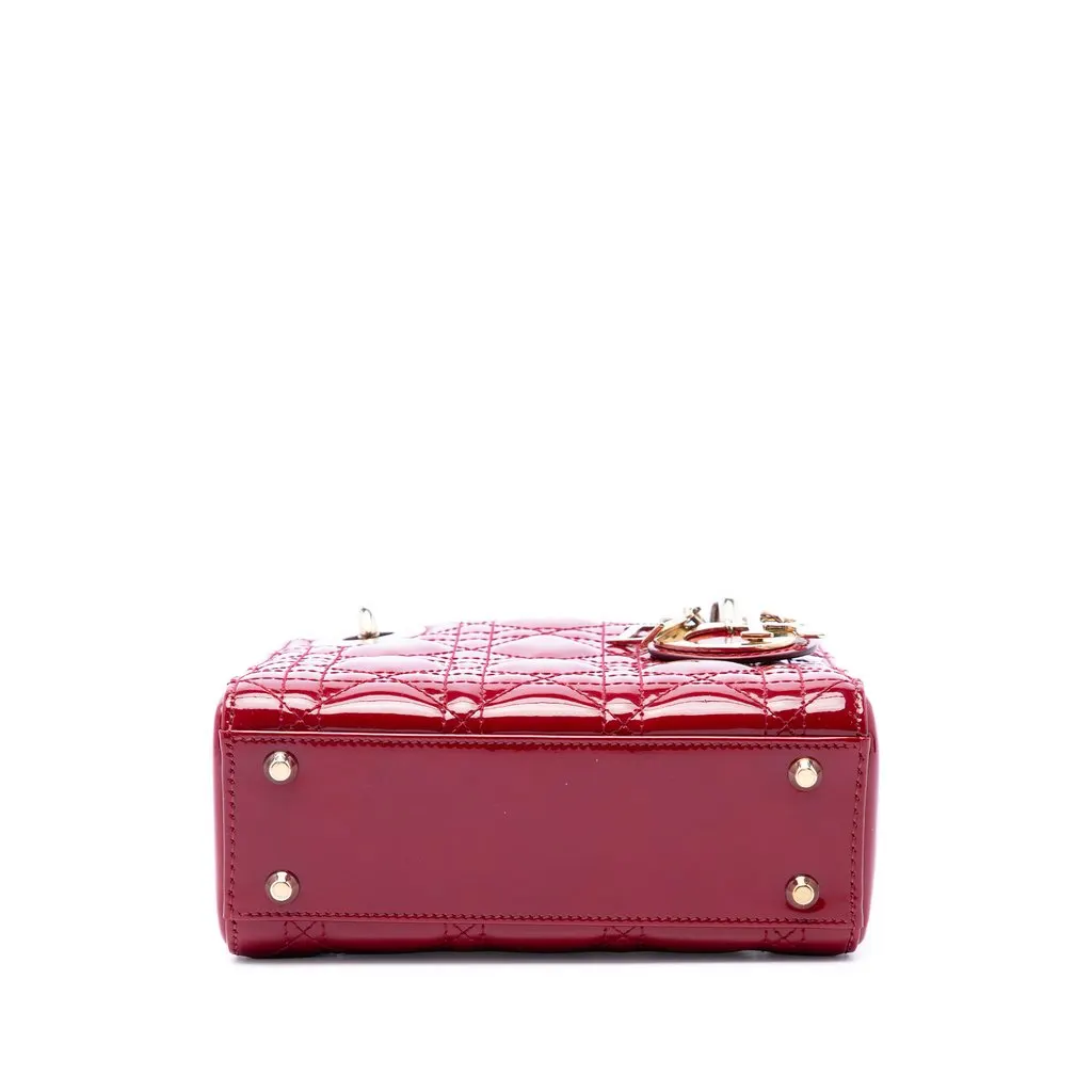 Dior Mini Patent Cannage Lady Dior Red Leather Very good - Inside View