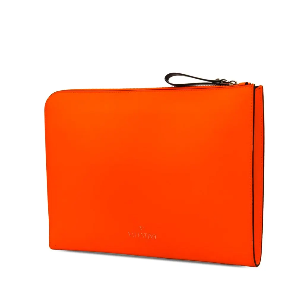 Valentino Leather Rockstud VLTN Document Case Orange Leather Very good - Back View