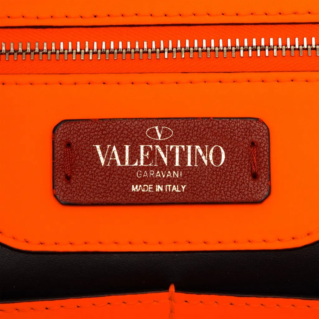 Valentino Leather Rockstud VLTN Document Case Orange Leather Very good - Box View