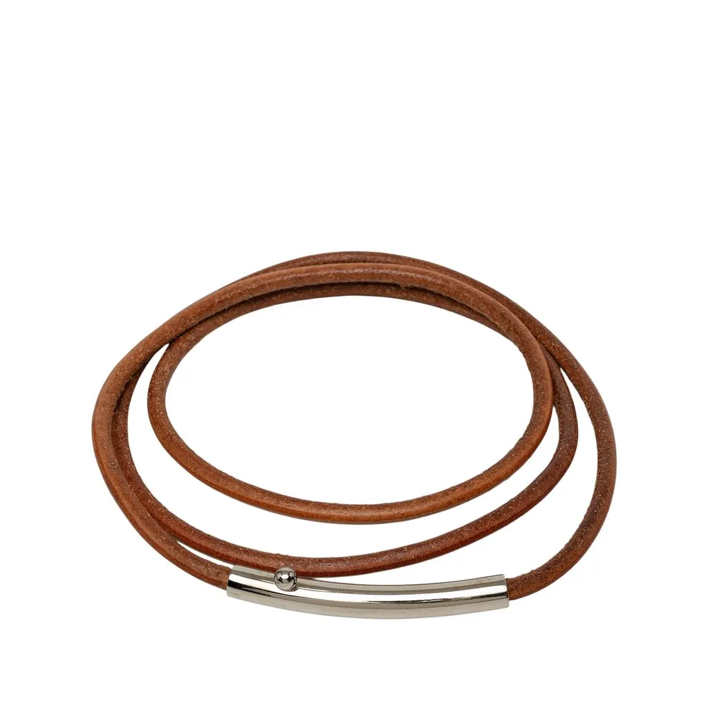 Hermès Leather Cord Belt Brown Leather Very good - Front View