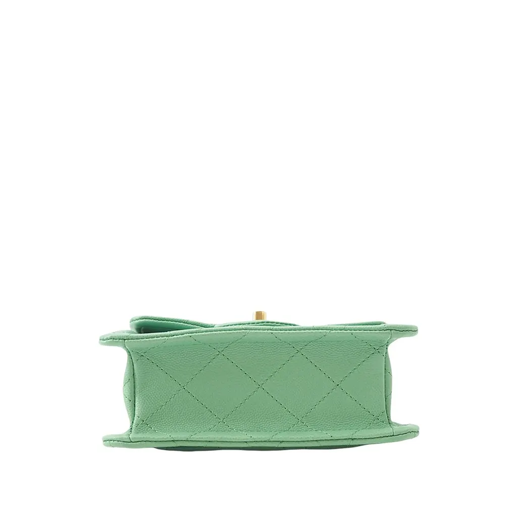 Chanel Mini Quilted Caviar Sweet Flap Green Leather Very good - Inside View
