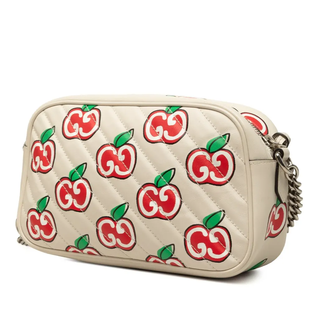 Gucci Small GG Marmont Matelasse Calfskin Apple Crossbody White Leather Very good - Back View