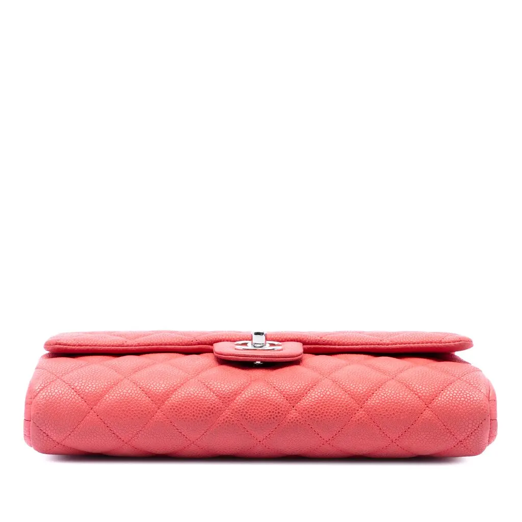 Chanel Quilted Caviar Flap Clutch with Chain Pink Leather Very good - Inside View