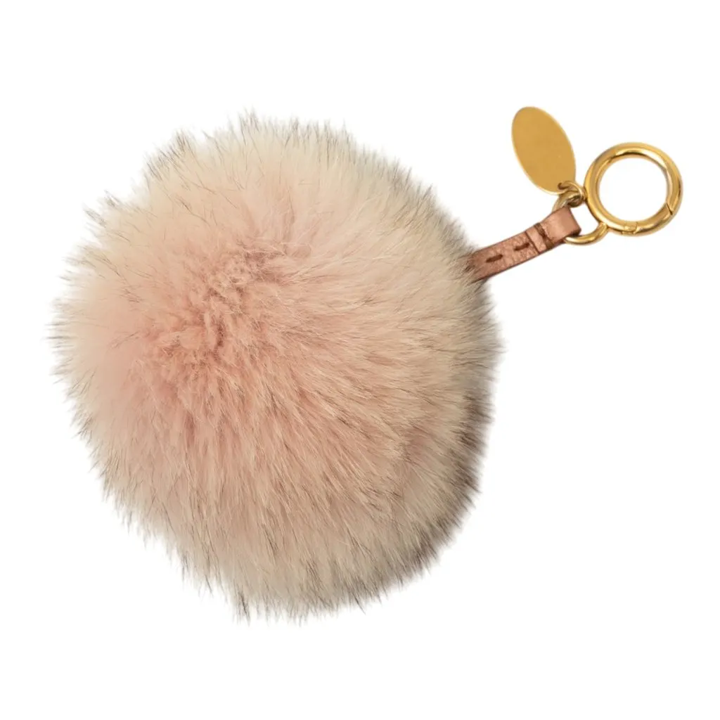 Fendi Fox Fur Pompom Selleria Bag Charm Pink Very good - Back View