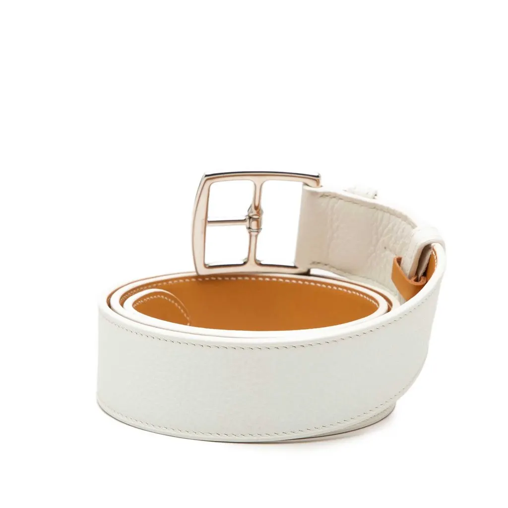 Hermès Clemence Etriviere Belt White Leather Very good - Back View