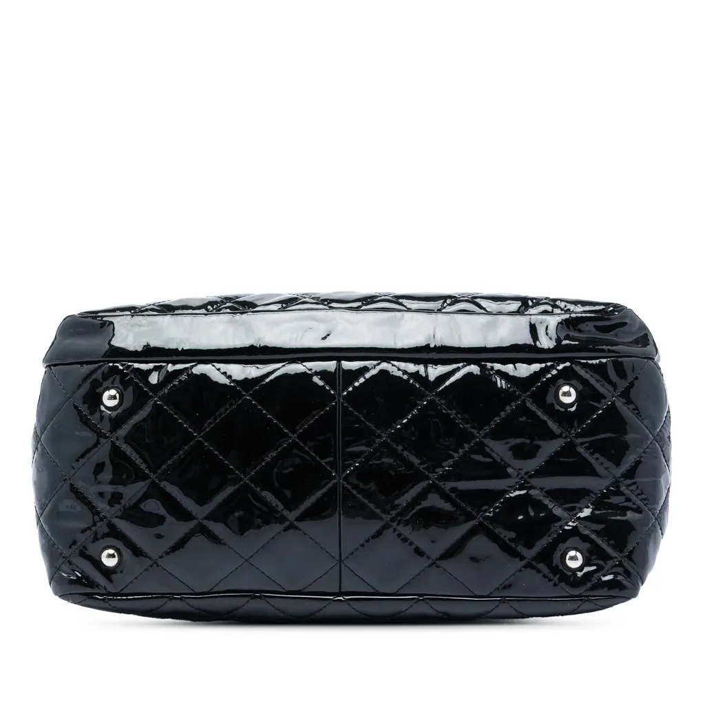 Chanel CC Quilted Patent Chic And Glitter Ligne Timeless Tote Black Leather Very good - Inside View