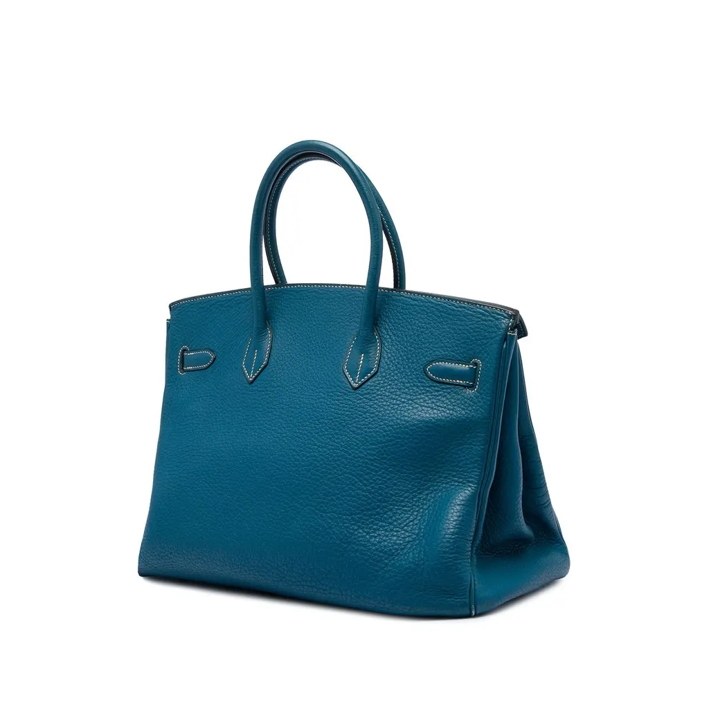 Hermès Clemence Birkin Retourne 35 Blue Leather Very good - Back View