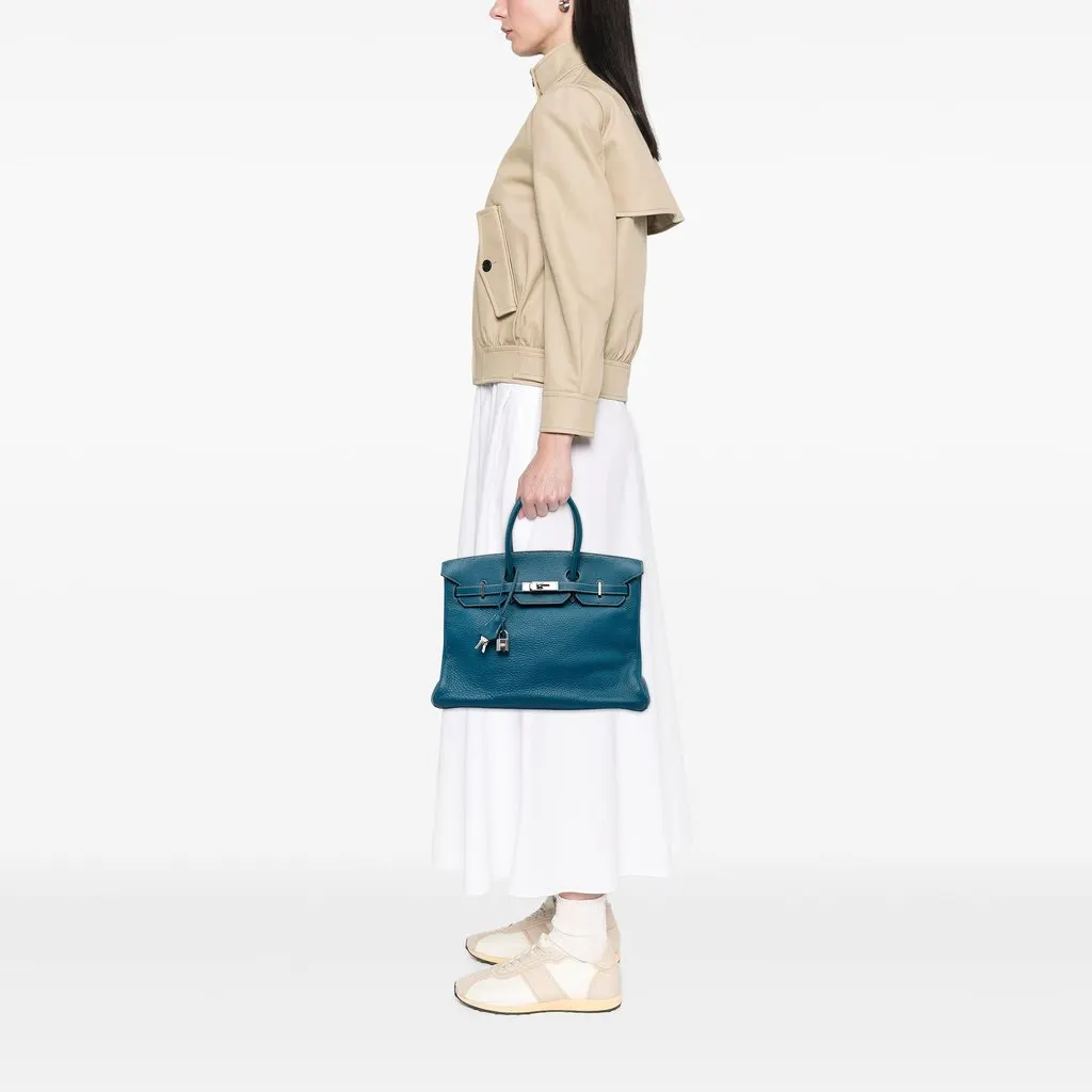 Hermès Clemence Birkin Retourne 35 Blue Leather Very good - Box View