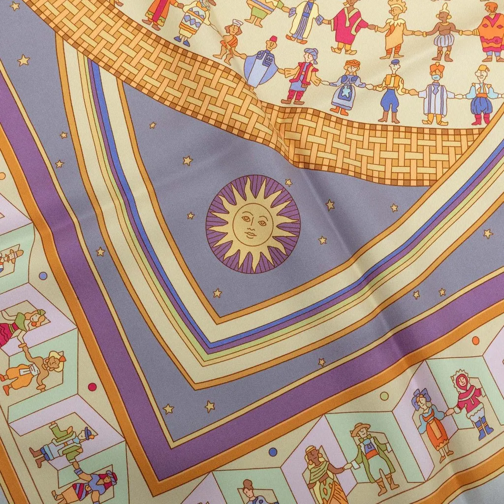 Hermès Donner La Main Silk Scarf 90 Blue Silk Never worn - Box View