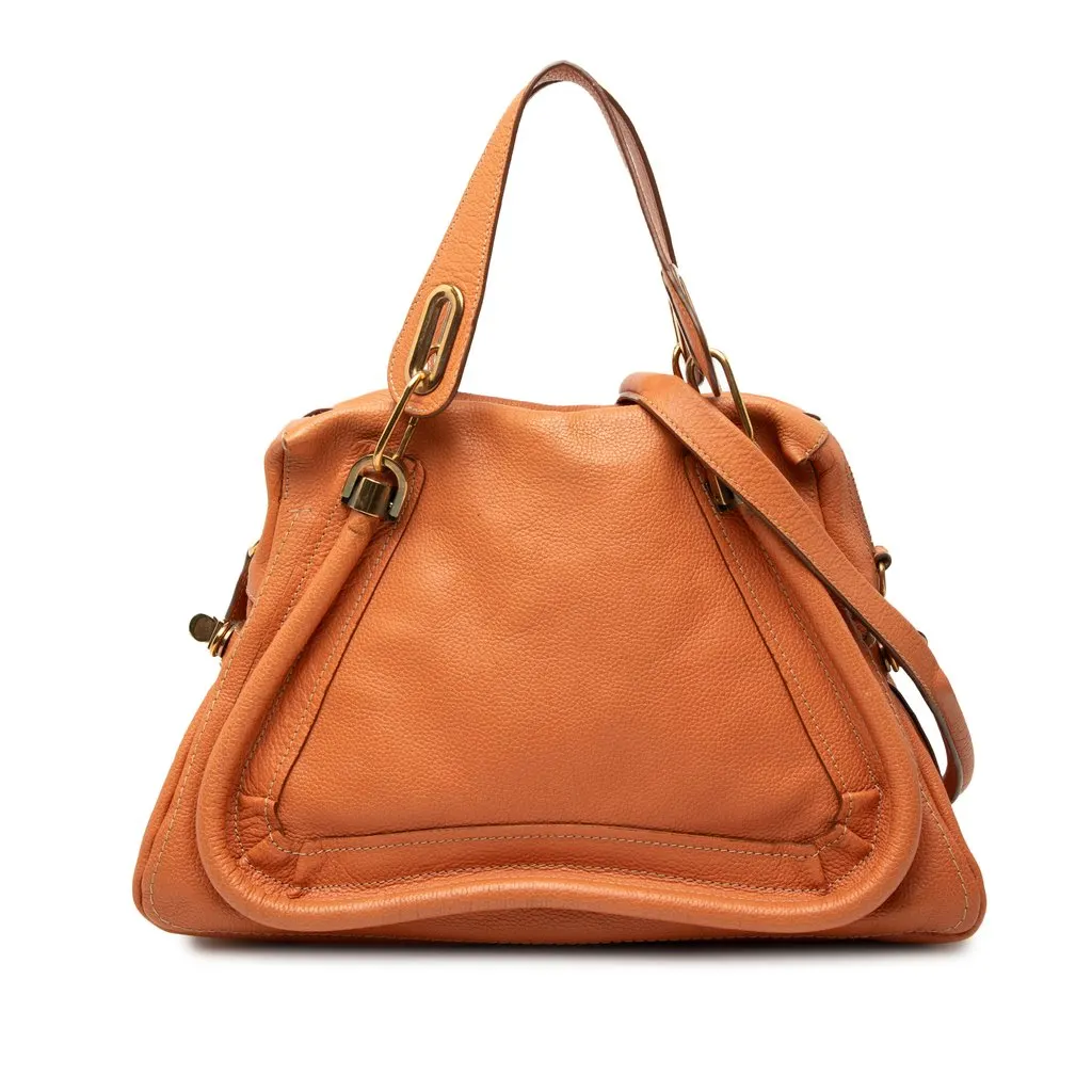 Chloé Medium Leather Paraty Satchel Orange Leather Very good - Front View