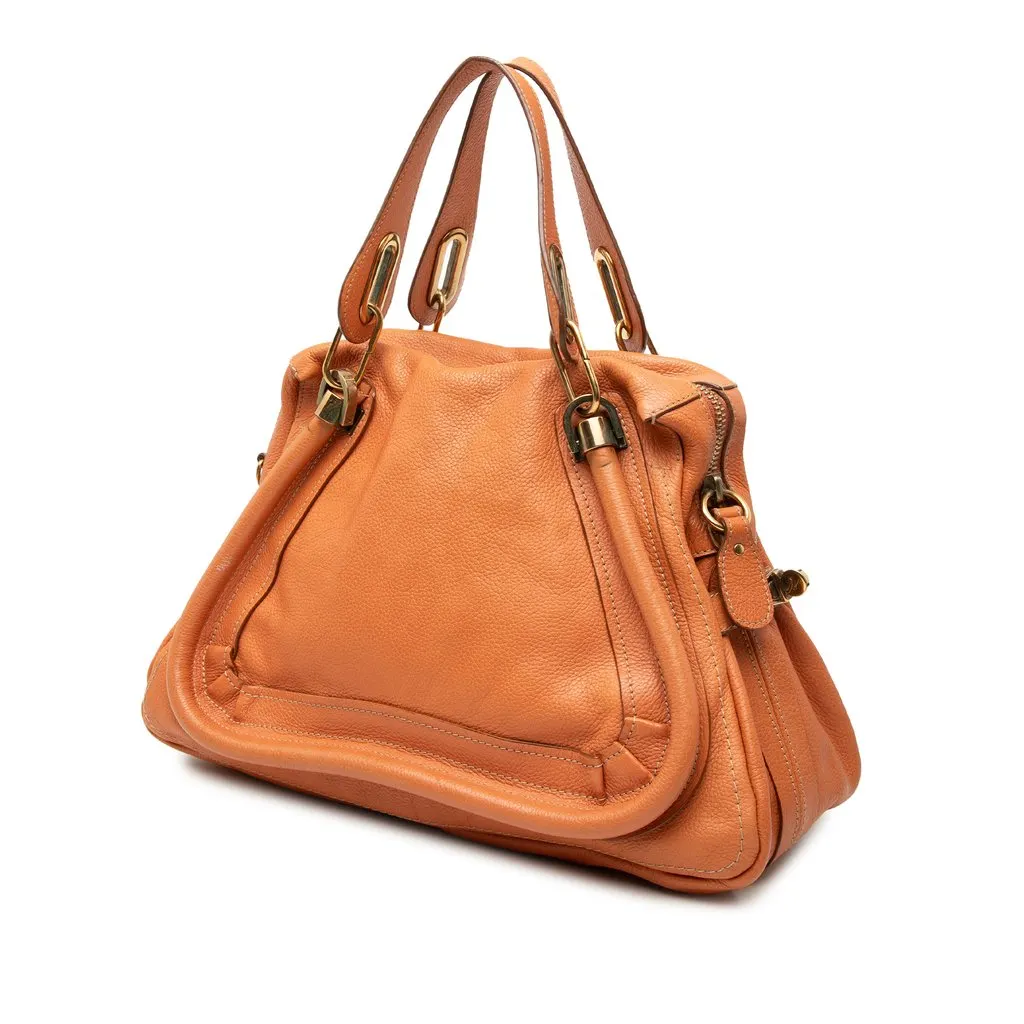 Chloé Medium Leather Paraty Satchel Orange Leather Very good - Back View