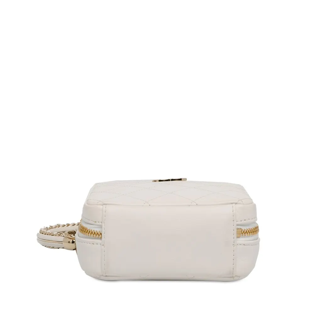 Chanel CC Lambskin Round Handle Camera Case White Leather Very good - Model View