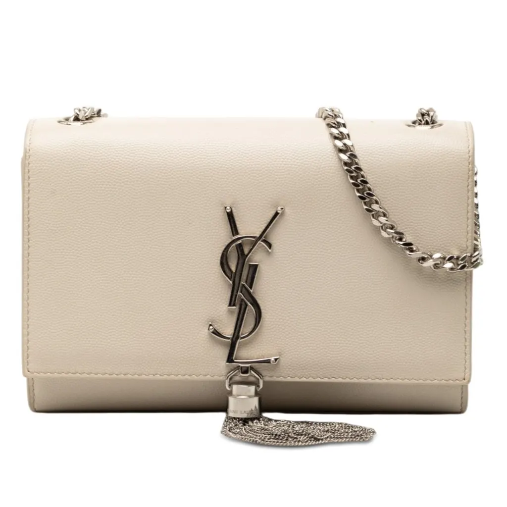 Saint Laurent Small Grain de Poudre Monogram Kate Tassel Crossbody Brown Leather Very good - Front View