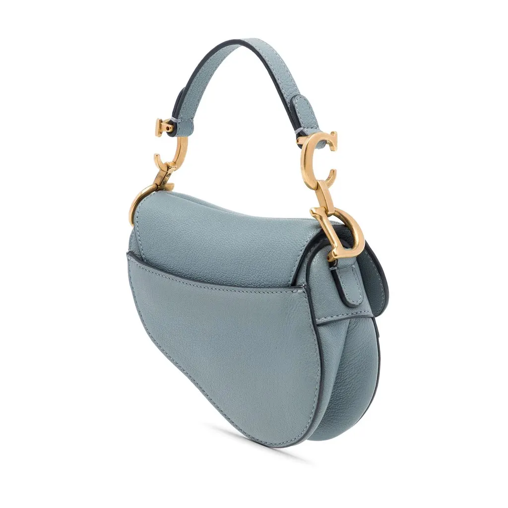 Dior Micro Goatskin Saddle Bag Blue Leather Very good - Back View