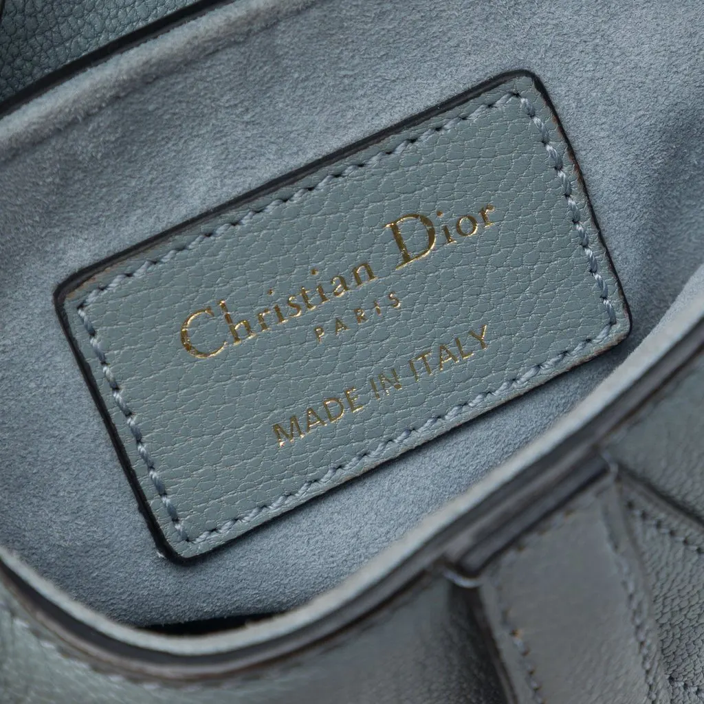 Dior Micro Goatskin Saddle Bag Blue Leather Very good - Box View