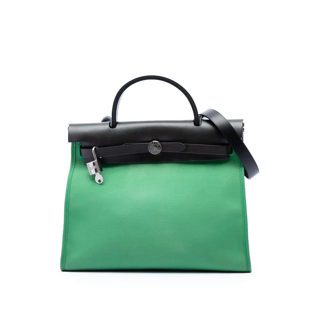 Hermès Military Toile and Vache Hunter Herbag Zip 31 Green Very good - Front View