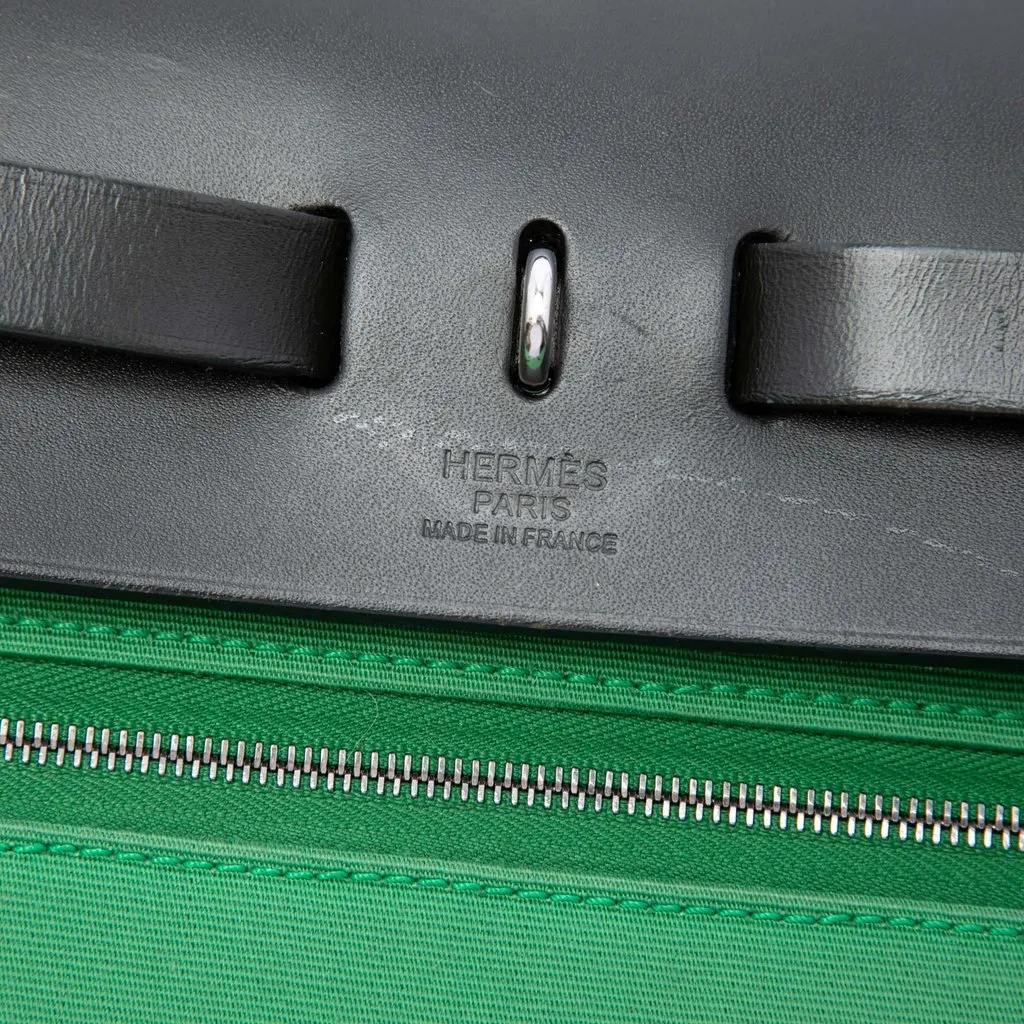 Hermès Military Toile and Vache Hunter Herbag Zip 31 Green Very good - Box View