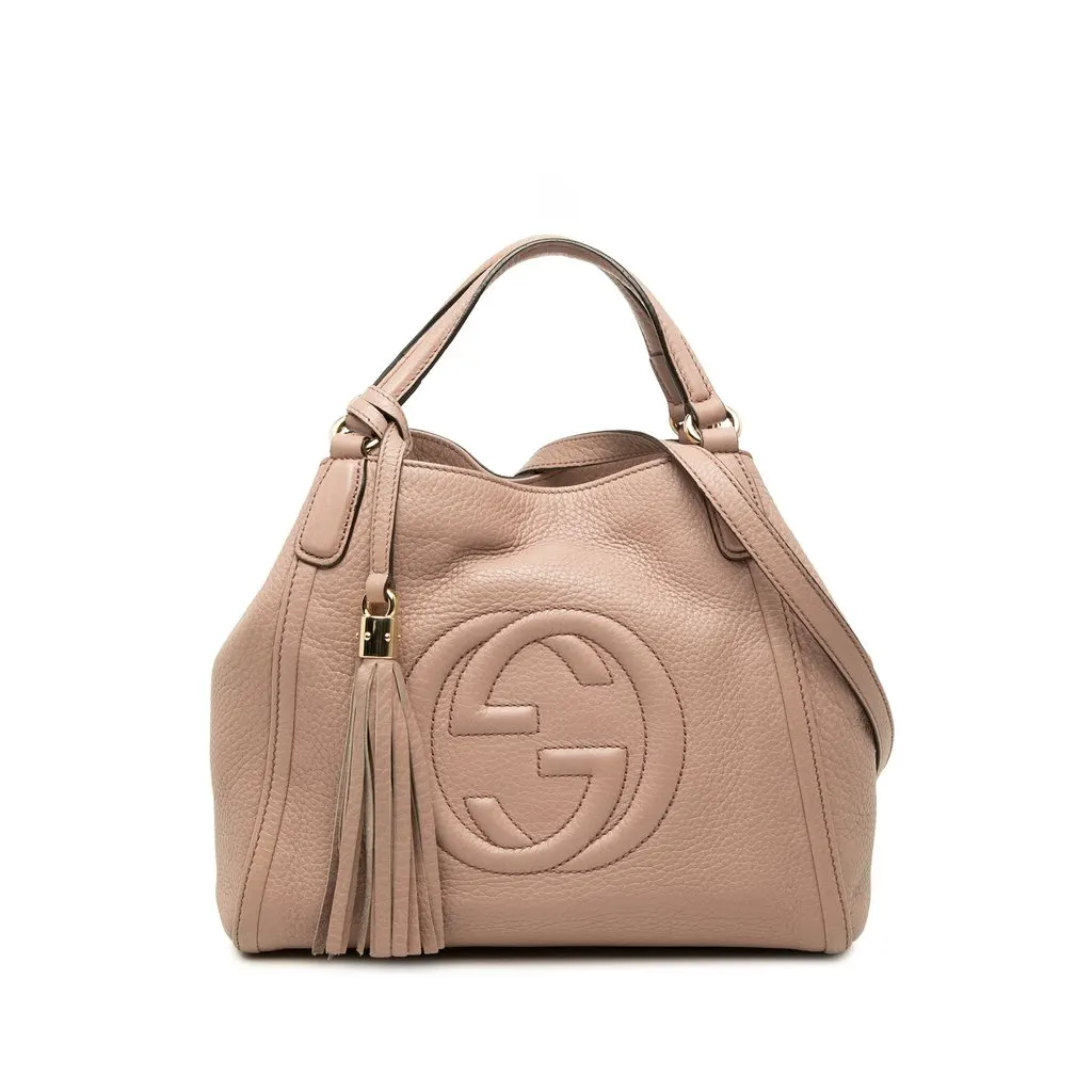 Gucci Small Calfskin Soho Satchel Brown Leather Good - Front View