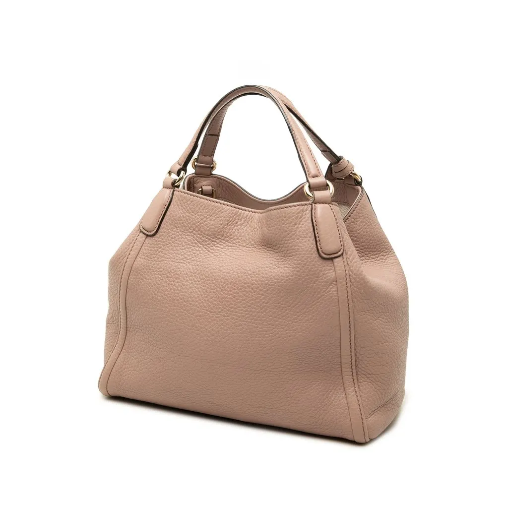 Gucci Small Calfskin Soho Satchel Brown Leather Good - Back View