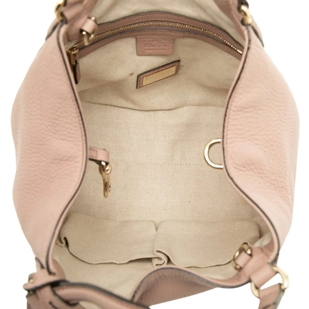 Gucci Small Calfskin Soho Satchel Brown Leather Good - Model View